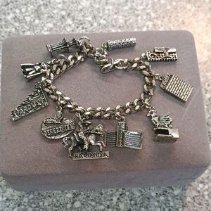 Silver Landmark Charm Bracelet Vegas Casino